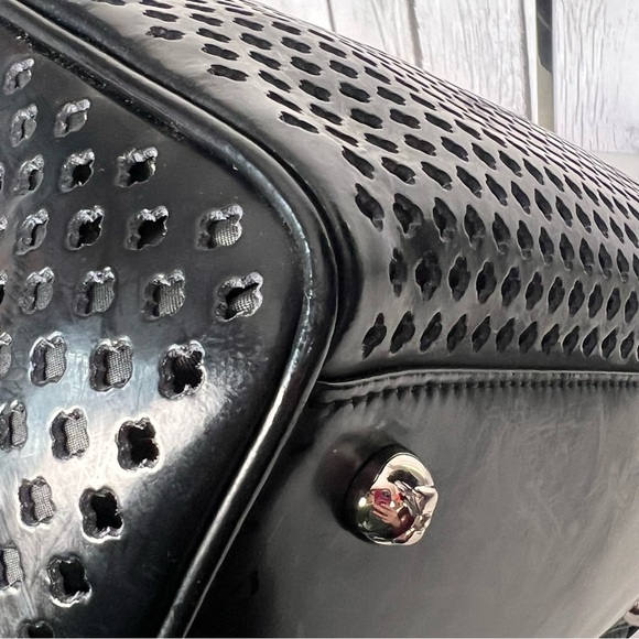 My Flat in London Brighton Alexia Satchel Black Leather Rhinestone - Picture 10 of 16